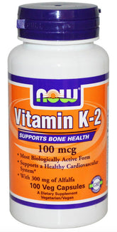 Vitamine K2 plus luzerne vitamine K2 avec luzerne 100mcg 100 gélules NOW FOODS